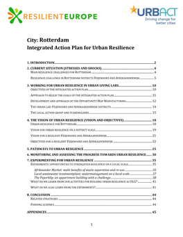 Rotterdam Integrated Action Plan for Urban Resilience