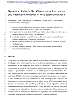 Dynamics of Meiotic Sex Chromosome Inactivation And