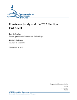 Hurricane Sandy and the 2012 Election: Fact Sheet