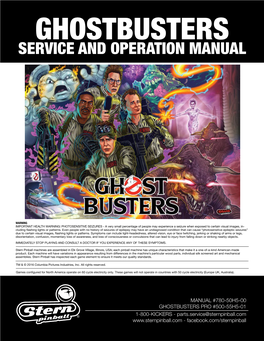Ghostbusters Pro Operation and Parts Manual