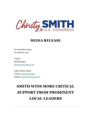 Smith Wins More Critical Support from Prominent