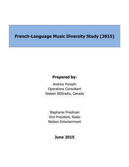 French-Language Music Diversity Study (2015)