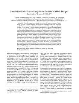 Simulation-Based Power-Analysis for Factorial ANOVA Designs Daniel Lakens1 & Aaron R