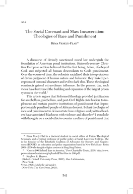 The Social Covenant and Mass Incarceration: Theologies of Race and Punishment