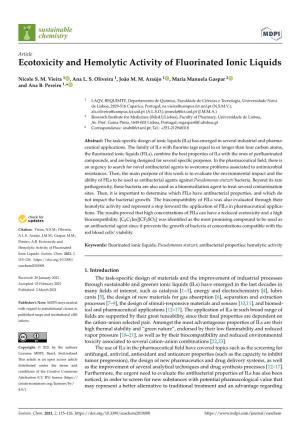 Ecotoxicity and Hemolytic Activity of Fluorinated Ionic Liquids