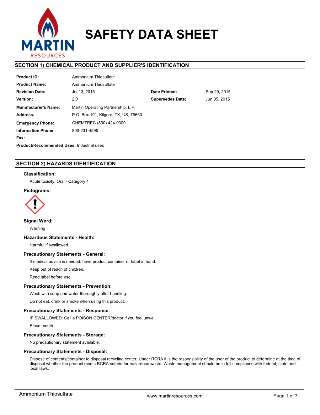 Safety Data Sheet