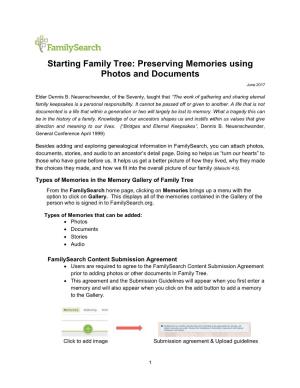 Starting Family Tree: Preserving Memories Using Photos and Documents