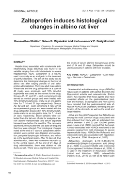 Zaltoprofen Induces Histological Changes in Albino Rat Liver