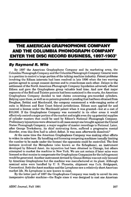 ARSC Journal, Fall 1991 207 American Graphophone & Columbia