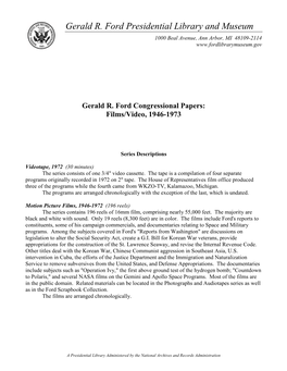 Ford Congressional Papers: Films/Video, 1946-1973