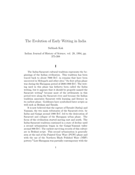 The Evolution of Early Writing in India