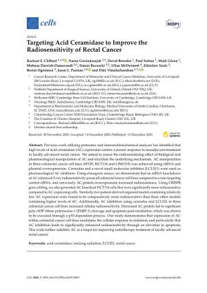 Targeting Acid Ceramidase to Improve the Radiosensitivity of Rectal Cancer