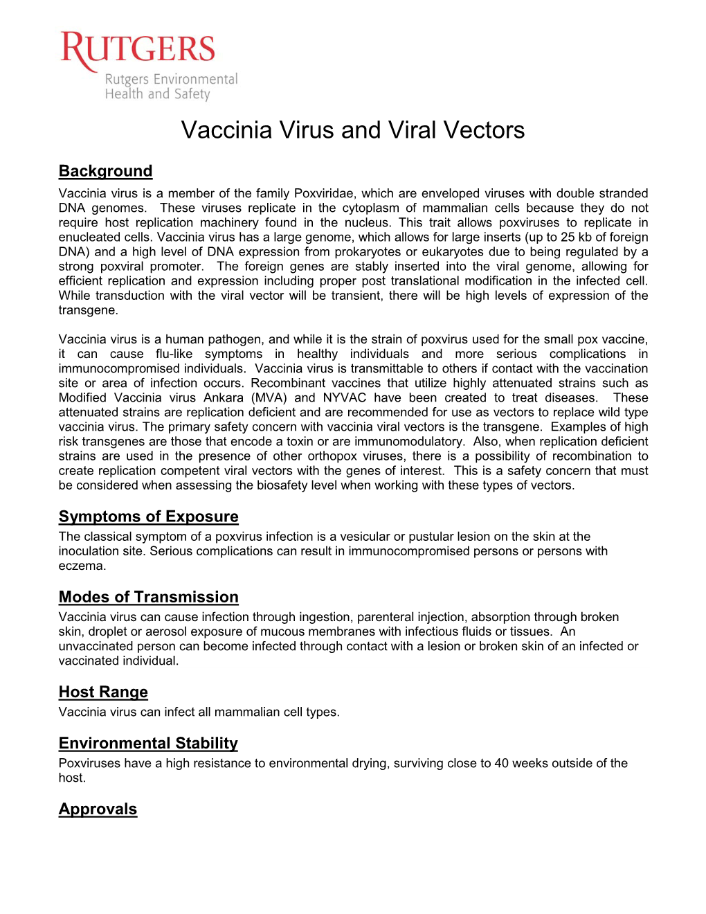 Vaccinia Virus and Viral Vectors