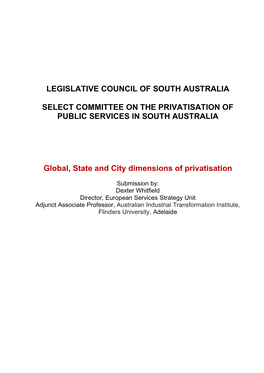 South Australia Privatisation Inquiry Evidence
