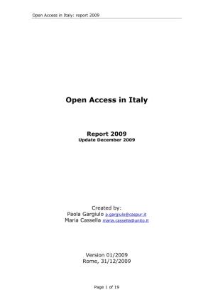 Open Access in Italy: Report 2009
