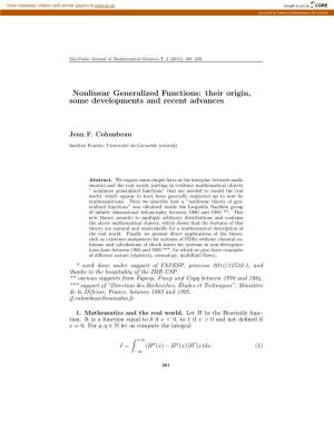 Nonlinear Generalized Functions: Their Origin, Some Developments and Recent Advances