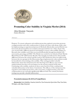 Promoting Color Stability in Virginia Merlot (2014)