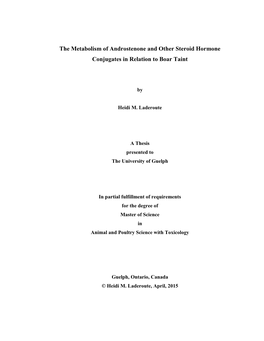 The Metabolism of Androstenone and Other Steroid Hormone Conjugates in Relation to Boar Taint