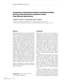Comparison of Lipopolysaccharide and Protein Profiles Between