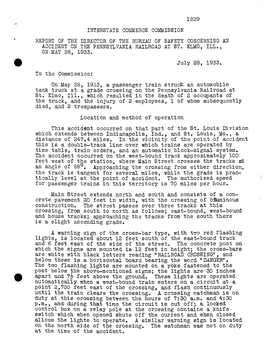 1839 Interstate Commerce Commission Report of the Director of the Bureau of Safety Concerning an Accident on the Pennsylvania Ra