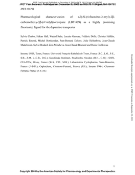 LBT-999) As a Highly Promising Fluorinated Ligand for the Dopamine Transporter