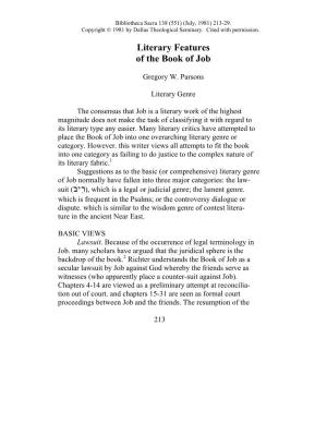 Literary Features of the Book of Job