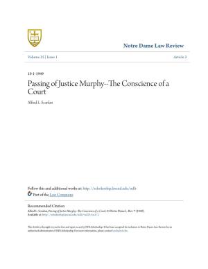 Passing of Justice Murphy--The Conscience of a Court, 25 Notre Dame L