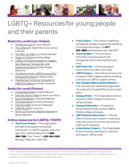 LGBTQ+ Resources for Young People and Their Parents
