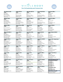 Nor Cal Leadership and Contacts List