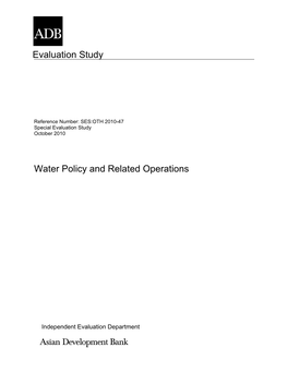 Special Evaluation Study on Water Policy and Related Operations