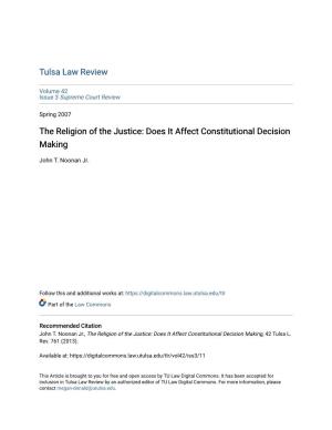 The Religion of the Justice: Does It Affect Constitutional Decision Making
