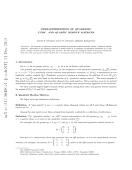 Arxiv:1512.06480V1 [Math.NT] 21 Dec 2015 N Deﬁnition