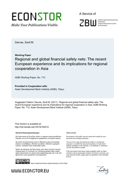 Regional and Global Financial Safety Nets: the Recent European Experience and Its Implications for Regional Cooperation in Asia