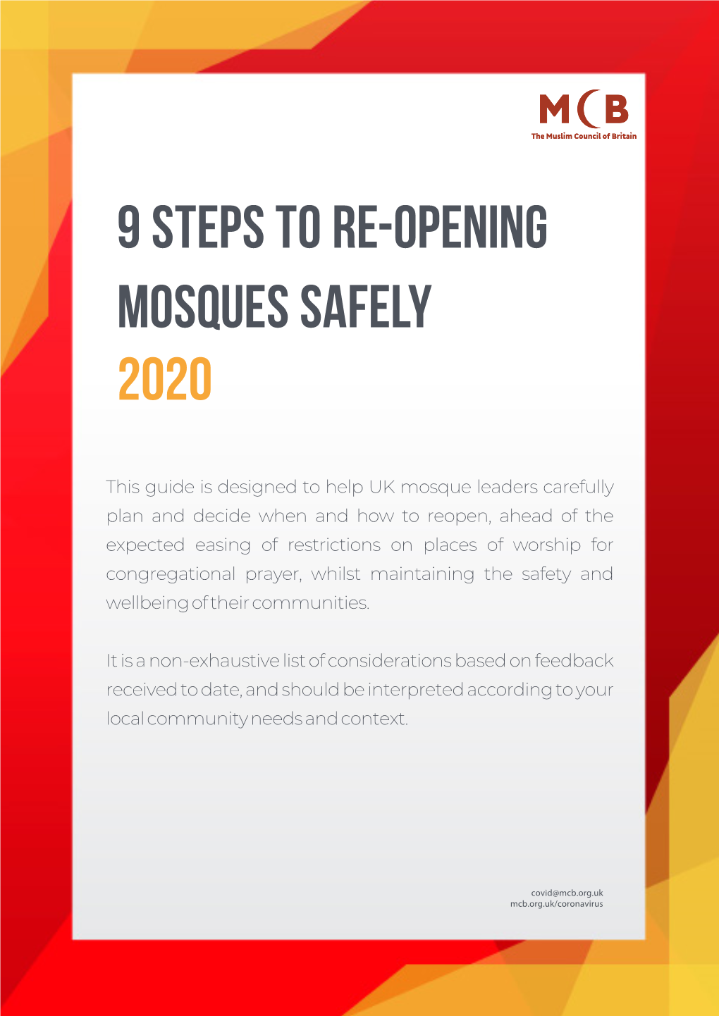 9 Steps to Re-Opening Mosques Safely 2020