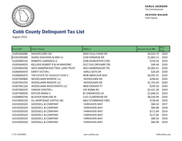 Cobb County Delinquent Tax List August 2021