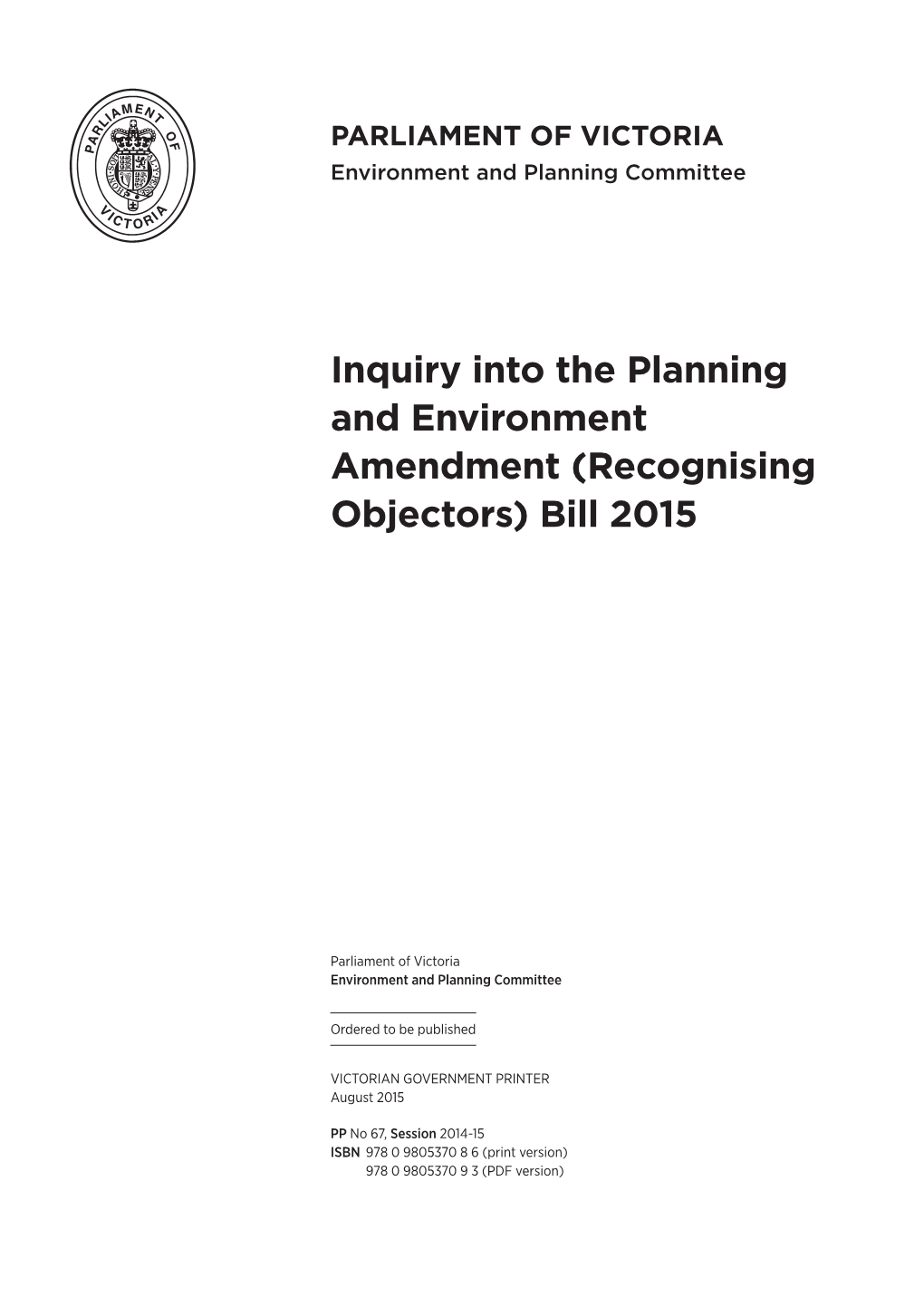 Recognising Objectors) Bill 2015