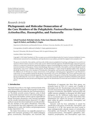 Phylogenomic and Molecular Demarcation of the Core Members of the Polyphyletic Pasteurellaceae Genera Actinobacillus, Haemophilus,Andpasteurella