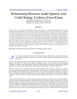 Relationship Between Audit Opinion and Credit Rating