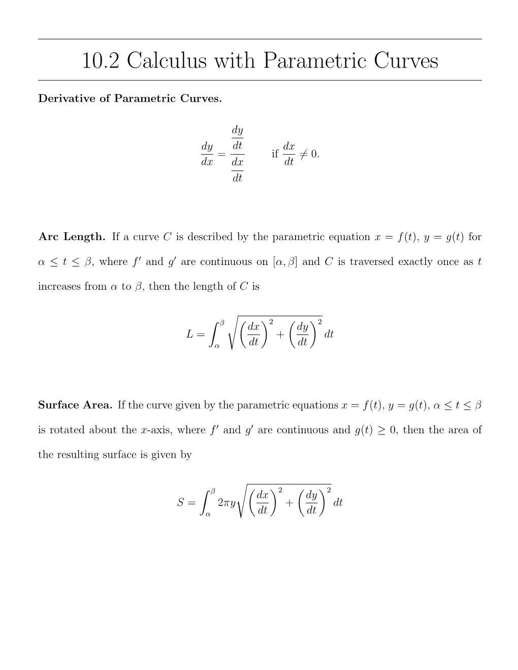 Worksheet 10.2 Calculus With Parametric Curves - DocsLib