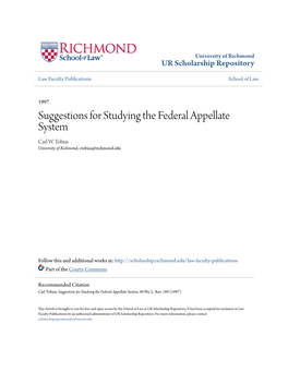 Suggestions for Studying the Federal Appellate System Carl W