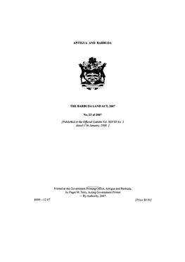 Barbuda Land Act 2007