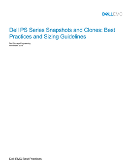 Dell PS Series Snapshots and Clones: Best Practices and Sizing Guidelines