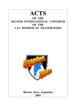 Of the Second International Congress of the Lay Dominican Fraternities