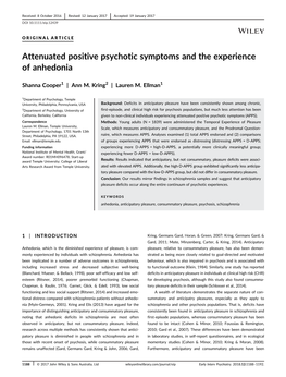 Attenuated Positive Psychotic Symptoms and the Experience of Anhedonia