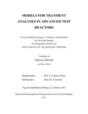 Models for Transient Analyses in Advanced Test Reactors