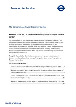 Development of Organised Transportation in London