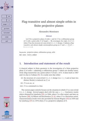Flag-Transitive and Almost Simple Orbits in Finite Projective Planes