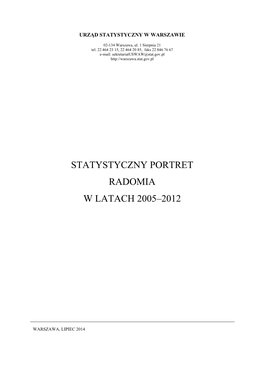 Statystyczny Portret Radomia W Latach 2005–2012