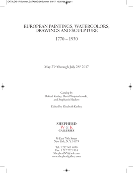 European Paintings, Watercolors, Drawings and Sculpture 1770 – 1930