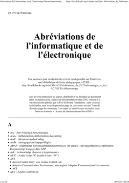 Abréviations De L'informatique Et De L'électronique/Version Imprimable